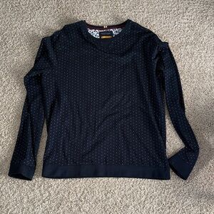 Navy blue Long Sleeve Polka Dot Sweater